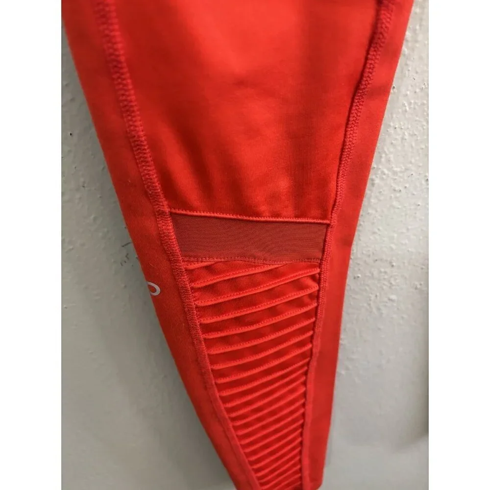Alo Yoga High Rise Moto Leggings Mesh Detail Orange Red Size XXS